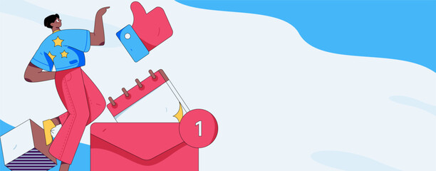 Virtual characters social communication concept business flat vector hand drawn illustration
