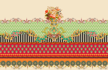 Digital textile flower design with beautiful background