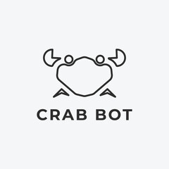 Fototapeta premium crab logo line art simple design, flat crab icon robot concept.