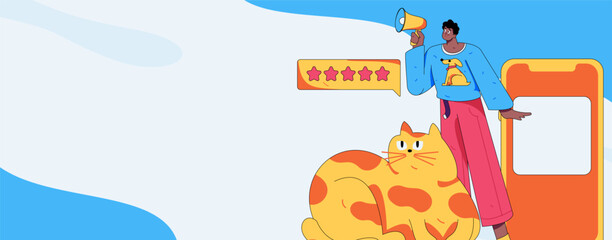 Virtual characters social communication concept business flat vector hand drawn illustration
