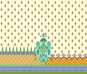 Digital textile flower design with beautiful background