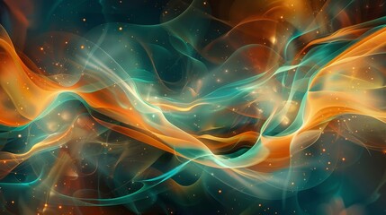 Obraz premium Dynamic Friendship Day abstract: tangerine and turquoise hues liquid textures background