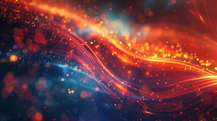 Obraz premium Celebratory Friendship Day setting: fiery reds-cool blues glowing particles background