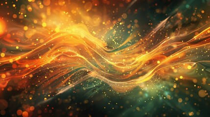 Celebratory wallpaper with fiery orange and emerald green colors glowing particles light streaks embodying vibrancy of friendship background