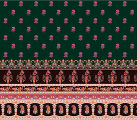 Digital textile flower design with beautiful background