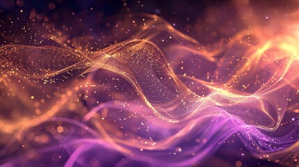 Magical Friendship Day depiction violet and rose gold glowing light flowing patterns background