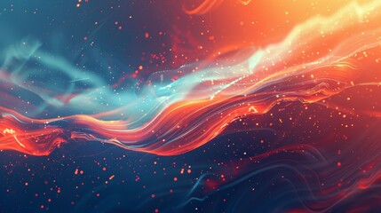 Joyous celebration of friendship fiery red and icy blue glowing particles background