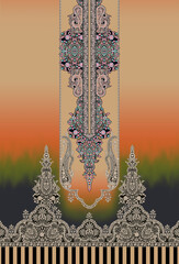 Digital textile flower design with beautiful background