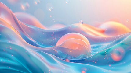 Calm Back to School with cerulean blue & pastel peach glowing orbs & flowing textures evoking serenity background