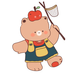 Bear and red Apple on an Insect-Hunting Adventure