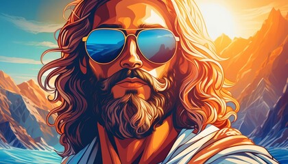 Generated image of jesus wearing sunglasses