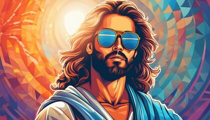 Generated image of jesus wearing sunglasses