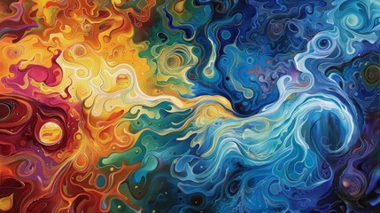 Obraz premium Swirling shapes depict elemental harmony background