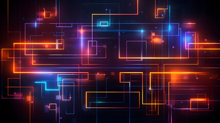 Fototapeta premium Digital neon lines in a retro-futuristic style graphics poster background