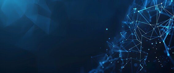 Futuristic Dark Blue Low Poly Plexus Abstract Background