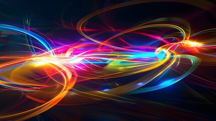 Colorful Light Swirl on Black Abstract Background