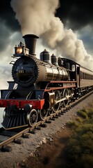 Obraz premium A Steam Train Chugging Through a Snow Covered Forest