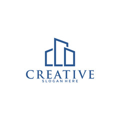 Real estate Creative logo design with line art style. city building abstract For Logo Design Inspiration