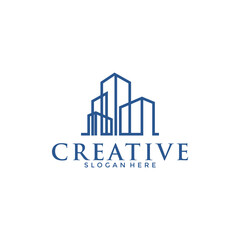 Real estate Creative logo design with line art style. city building abstract For Logo Design Inspiration
