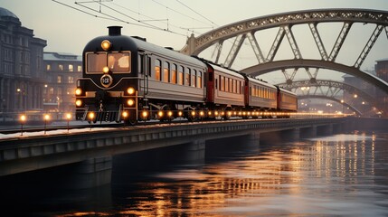 Naklejka premium A Steam Train Chugging Through a Snow Covered Forest