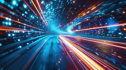 Obraz premium High-Speed Global Technology and Data Streams Background