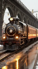 Obraz premium A Steam Train Chugging Through a Snow Covered Forest