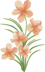 Fototapeta premium Vector Watercolor tropical bouquet with pink flower, leaves. Template, design elements for greeting cards, invitation, gender party, baby shower, birthday, event, holiday, wedding card, printable, EPS