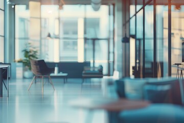 Fototapeta premium Blurred office space background. AI generative