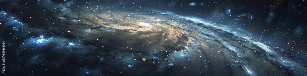 Wall mural representation of the milky way with globular clusters. spiral galaxy. loopable