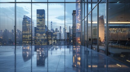 Fototapeta premium Modern High-Rise Office Tower Offering Stunning Cityscape Views