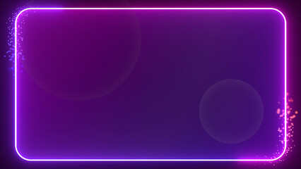 Glowing Purple Neon Frame with Particle Effects.