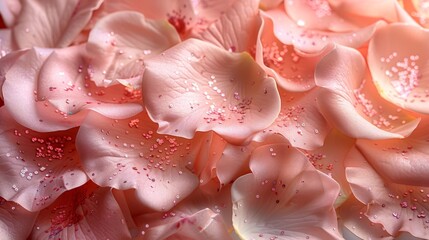 A whimsical arrangement of soft pink rose petals, intertwined with blush silk and rose gold sequins. 