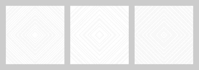 Set of seamless gray patterns of circles arcs lines to create fabric and wallpaper, easy background for Christmas card. Geometric white shapes in trendy retro style for cover decoration.
