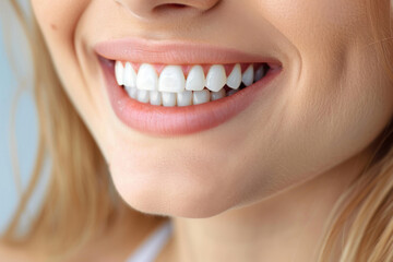 Fototapeta premium Close-Up Image of a Woman's Bright White Smile Showing Healthy Teeth