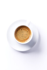 Cup of coffee isolated on white background. Close up	