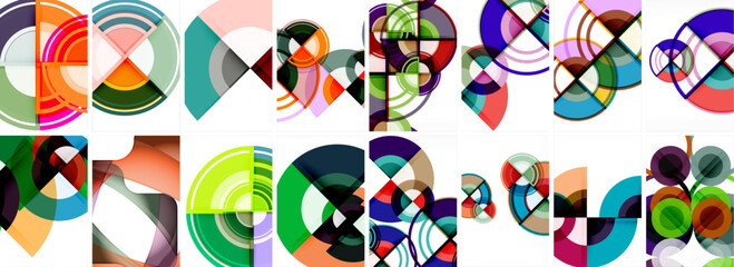 Set of trendy colorful circle geometric posters or abstract backgrounds. Vector Illustration For Wallpaper, Banner, Background, Card, Book Illustration, landing page