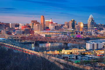 Cincinnati, Ohio, USA. Aerial cityscape image of Cincinnati, Ohio, USA downtown skyline with...