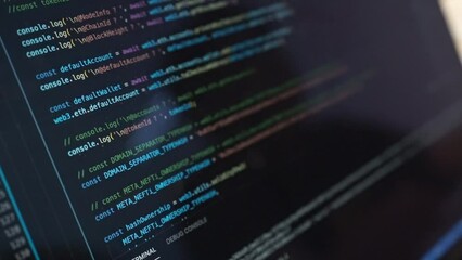 Code running and test on laptop screen.