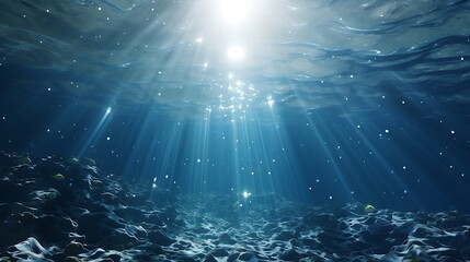 Underwater Scene with Bubbles and Light Rays