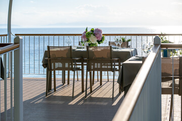 Restaurant table with sea view