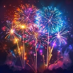 Vibrant Fireworks Display at Night