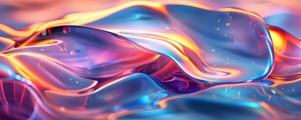 bstract Iridescent liquid shape with waving smooth ripples.