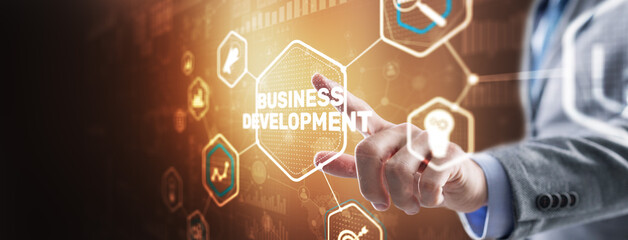 Business Development. Financial Plan Strategy Development Process Graphic 3D Concept