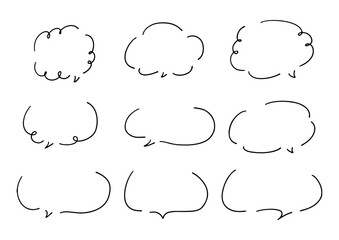 シンプルな線の手書きの吹き出しセット