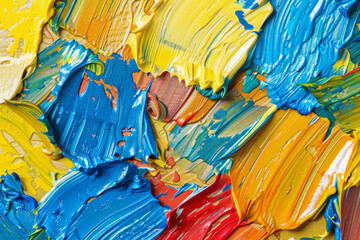 Vibrant Oil Paint Texture in Blue, Yellow, and Red Tones