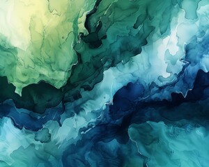 Abstract background with swirling blue, green, and white colors.  Perfect for design projects.