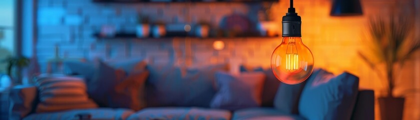 An electrician replacing a light fixture, close up, home improvement theme, futuristic, manipulation, living room backdrop