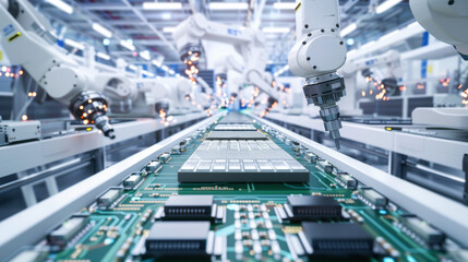 Fototapeta premium An advanced circuit board production line in action