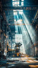 Inside an abandoned industrial factory