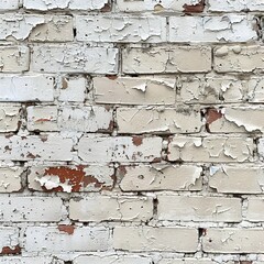 Weathered Brick Wall with Peeling Paint